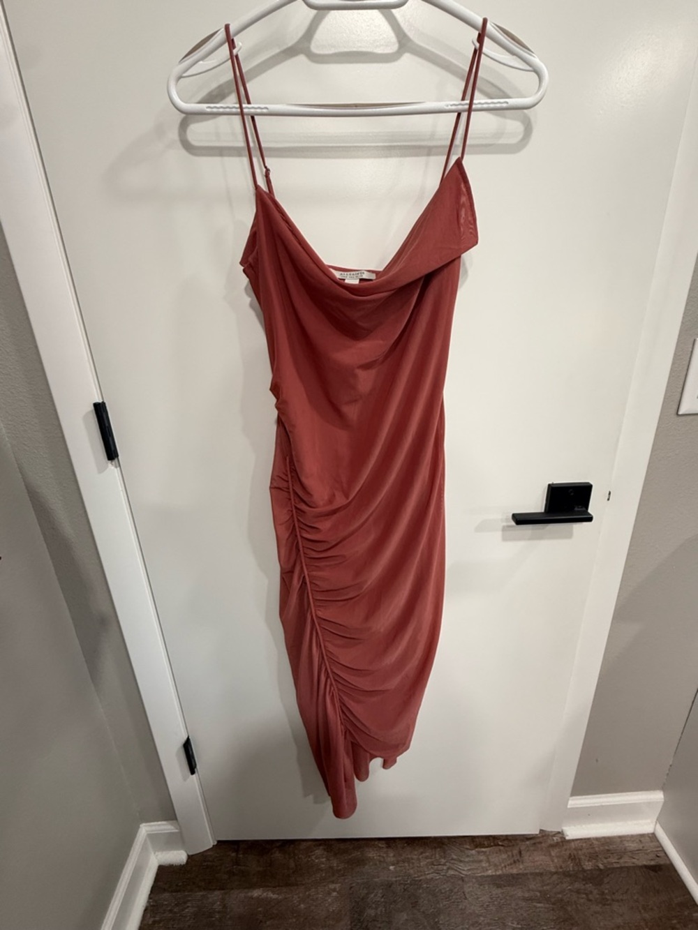 ALLSAINTS Rust Ruched Midi Dress Size US2